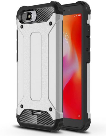Чехол для сотового телефона Мобильная Мода Xiaomi Redmi 6A Накладка противоударная с усиленными углами, серебристый