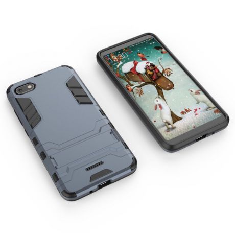 Чехол для сотового телефона Мобильная Мода Xiaomi Redmi 6A Накладка противоударная с подставкой трансформер, темно-синий