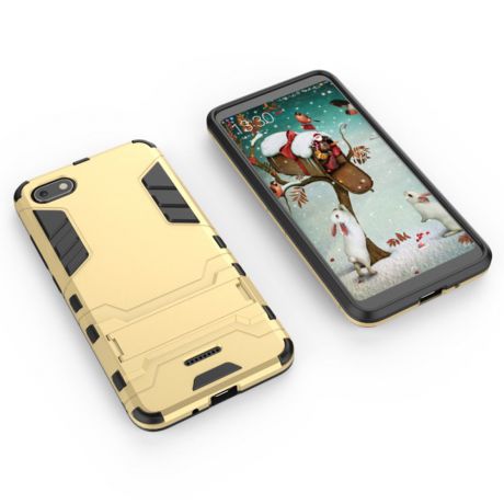 Чехол для сотового телефона Мобильная Мода Xiaomi Redmi 6A Накладка противоударная с подставкой трансформер, золотой