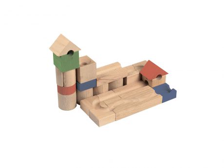 Деревянный конструктор РЭДИ Шарики-кубарики цветной для самых маленьких, для детей от 3-х лет, 18 кубиков