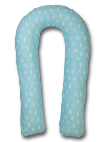 Подушка для кормящих и беременных Body Pillow форма U короны, голубой