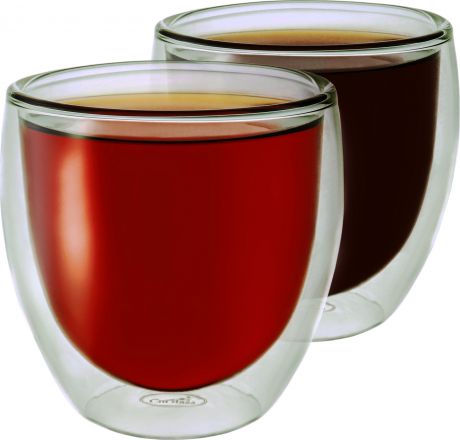 Стеклянные стаканы CnGlass с двойными стенками для кофе и чая, набор из 2 шт. по 250 мл