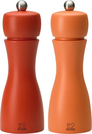 Набор мельниц для специй Peugeot "Tahiti set", цвет: коралловый, оранжевый, высота 15 см, 2 предмета