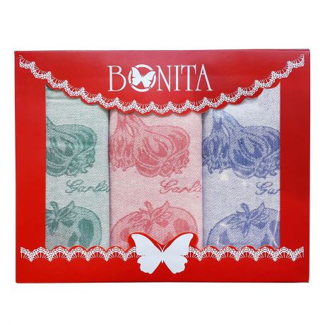 Подарочный набор из полотенец Bonita "Помидор, базилик, чеснок", 1010215434, 50х70 см, 3 шт