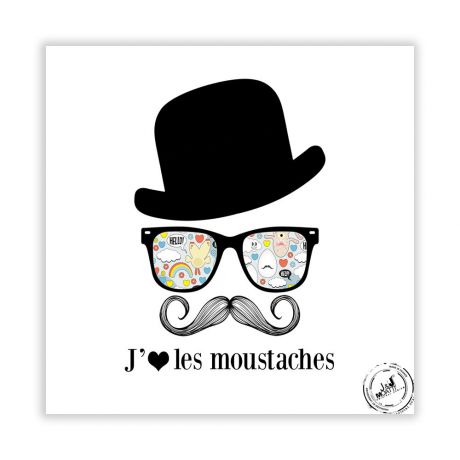 Картина на стекле J&J MOATTI Moustache-charly 50х50см, белый