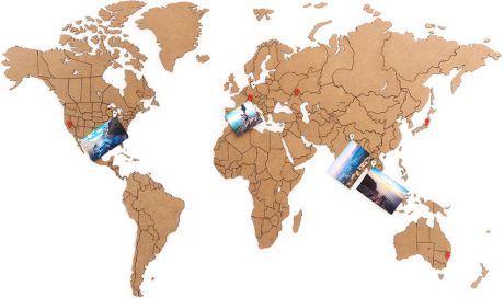 Украшение на стену Mimi Пазл-наклейка карта мира True Puzzle 100х60 см, коричневый