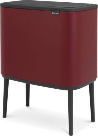 Бак мусорный Brabantia "Bo Touch Bin", с эффектом минерального напыления, цвет: бордовый, 3х11 л. 316326