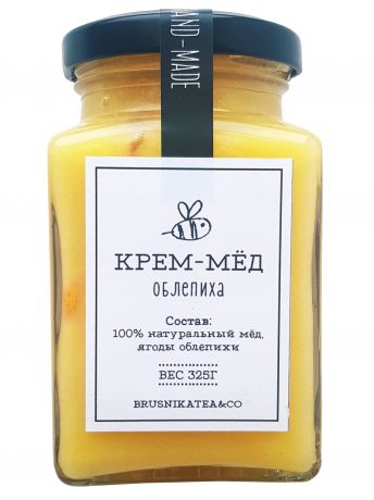 Крем-мёд с Облепихой с частной пасеки, 325г. BRUSNIKATEA & CO