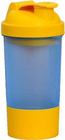 Шейкер Fidget Go bottle, сине-желтый, с чашей под протеин, 500 мл