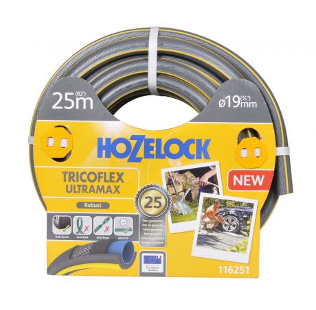 Шланг поливочный Hozelock "Tricoflex Ultramax" 116251, 3/4" 25 м, серый, желтый