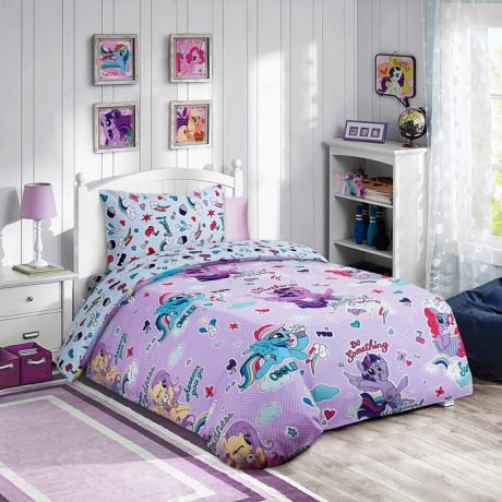 Комплект постельного белья Mona Liza "My Little Pony с десертом", 1,5 спальное, цвет: сиреневый, наволочка 50 х70 см