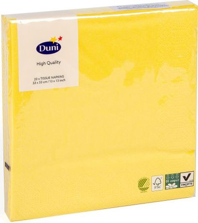 Салфетки бумажные "Duni", 3-слойные, цвет: желтый, 33 х 33 см, 20 шт