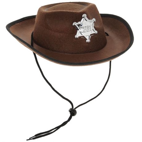 Маскарадная шляпа "Шериф", цвет: черный, коричневый, 54 см. 31321