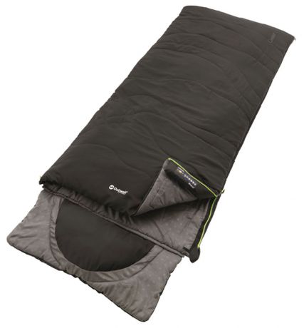 Спальный мешок-одеяло Outwell "Contour", с подголовником, цвет: черный, правосторонняя молния, 225 х 90 см