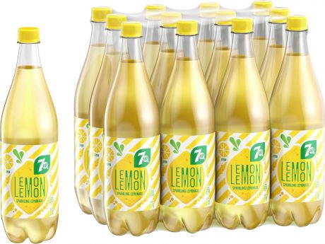 Газированный напиток 7-UP "Искрящийся лимонад", 12 шт по 1 л