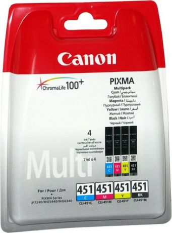 Картридж Canon CLI-451C/M/Y/Bk, разноцветный, для струйного принтера, оригинал