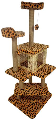 Игровой комплекс для кошек Меридиан "Лестница", цвет: леопардовый, 56 х 52 х 140 см