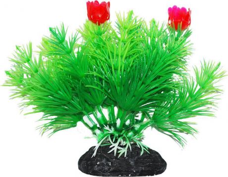 Растение для аквариума Уют "Маяка зеленая с красными цветами", высота 11 см