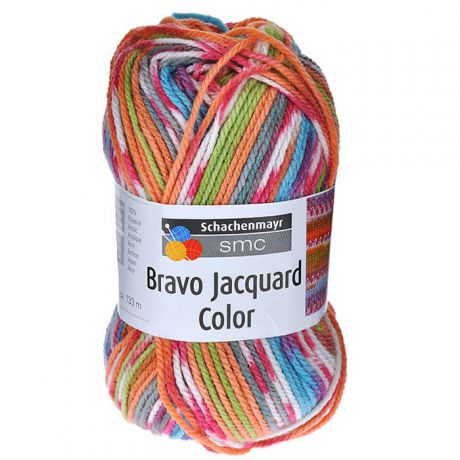 Пряжа для вязания "Bravo Color", цвет: голубой, желтый, зеленый, оранжевый (02081), 133 м, 50 г