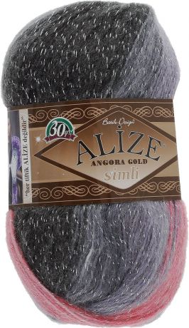 Пряжа для вязания Alize "Angora Gold Simli Batik", цвет: белый, розовый, черный (1602), 500 м, 100 г, 5 шт