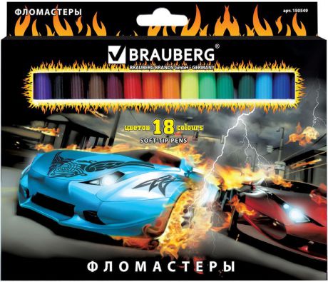 Brauberg Набор фломастеров InstaRacing 18 цветов 150549