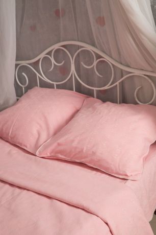Комплект белья "Гаврилов-Ямский Лен", 1,5-спальный, наволочки 70x70, цвет: розовый. 801