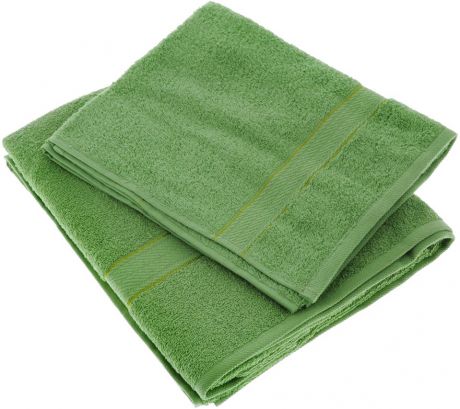 Набор махровых полотенец "Aisha Home Textile", цвет: зеленый, 2 шт. УзТ-НПМ-102