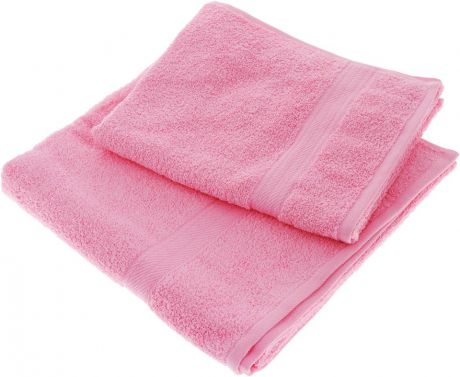 Набор махровых полотенец "Aisha Home Textile", цвет: розовый, 2 шт. УзТ-НПМ-102