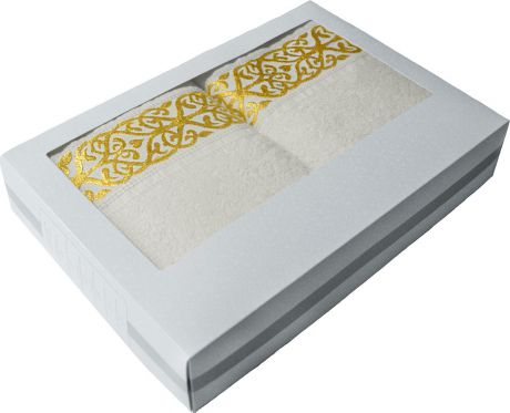 Набор махровых полотенец "Tete-a-tete", в подарочной коробке, цвет: белый, 2 шт