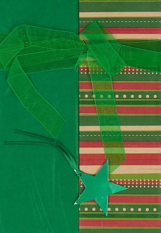 Подарочная упаковка Набор для упаковки подарков "B&H", с цветной бумагой, BH1033, зеленый, красный, желтый, полоска