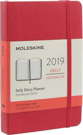 Ежедневник Moleskine Classic Soft Pocket 2019, датированный, цвет: красный, 200 листов