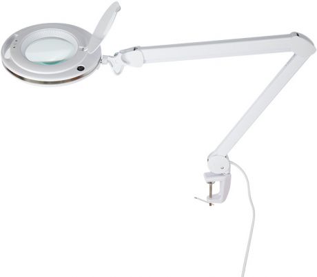 Лупа на струбцине круглая 3X с подстветкой и сенсорным регулятором 60 LED, белая Rexant