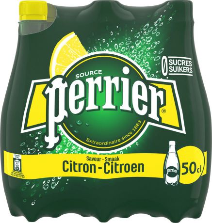 Газированный напиток Perrier с ароматом лимона, 24 шт по 0.5 л