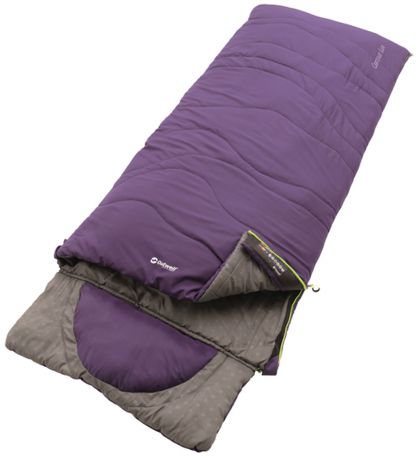 Спальный мешок-одеяло Outwell "Contour Lux Eggplant", с подголовником, цвет: фиолетовый, правосторонняя молния, 225 х 90 см