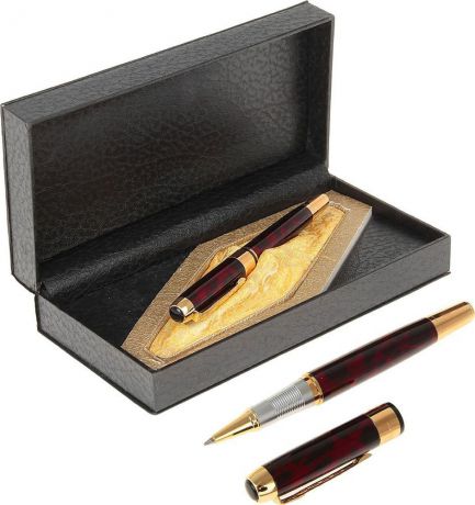 Ручка подарочная капиллярная Calligrata "Престиж", 714155, в футляре, корпус бордовый, золотой