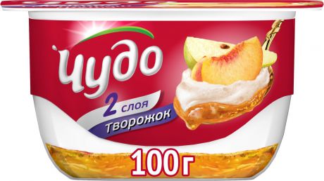 Десерт творожный воздушный персик-груша 4,2% Чудо, 100 г