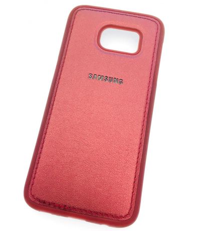 Чехол для сотового телефона Мобильная мода Samsung S7 Накладка силиконовая с отделкой из кож.зама ORIG, красный