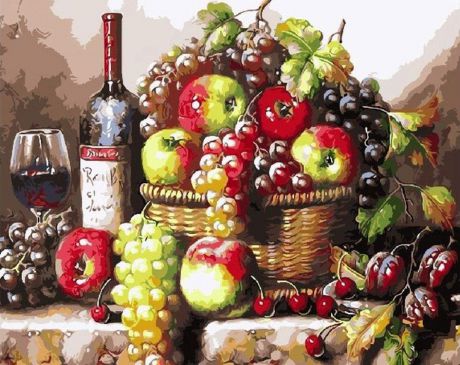 Картина по номерам Paintboy Original "Натюрморт с фруктами и вином" 40х50см