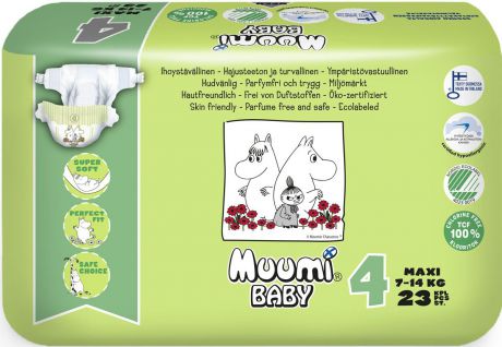 Muumi Baby Подгузники детские Макси (размер 4) 7-14 кг 23 шт