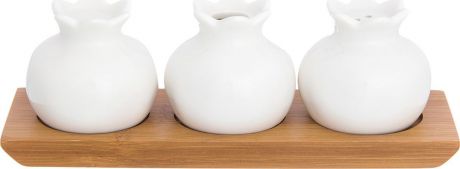Набор для специй Elan Gallery "Айсберг", с вазочкой для зубочисток, на подставке, 4 предмета