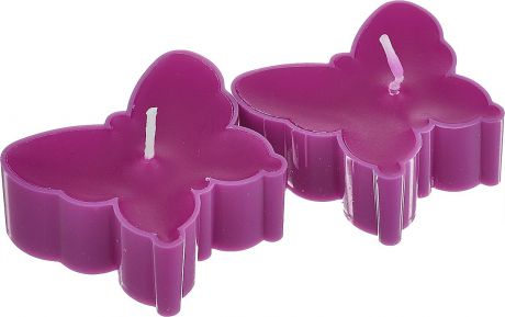 Набор декоративных свечей Lunten Ranta "Бабочки", цвет: фиолетовый, 5 см х 4,5 см, 2 шт