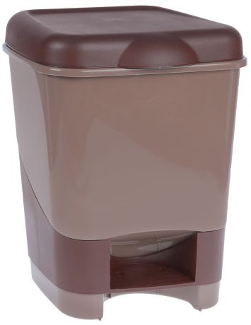 Контейнер для мусора "Полимербыт", с педалью, цвет: коричневый, шоколадный, 20 л