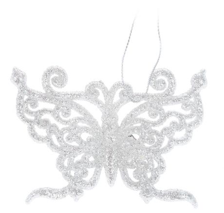 Украшение новогоднее подвесное Magic Time "Бабочка", цвет: серебристый, 8 х 6 х 0,5 см. 35076