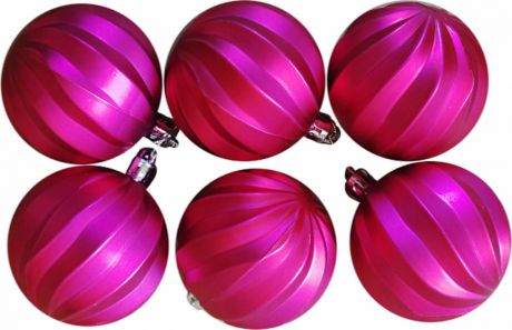 Набор новогодних подвесных украшений Magic Time "Шары", цвет: яркая фуксий, диаметр 6 см, 6 шт