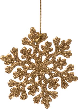 Новогоднее подвесное елочное украшение Magic Time "Снежинка ажурная золотая", 9 x 8 x 0,2 см