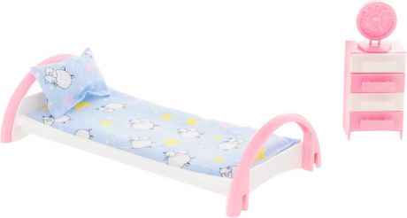 Форма Набор мебели для кукол Кровать с тумбочкой Овечки цвет голубой
