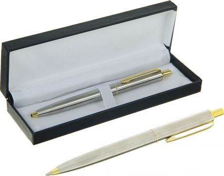 Ручка подарочная шариковая Calligrata "Джокер", 240542, в футляре, автоматическая, корпус серебристый