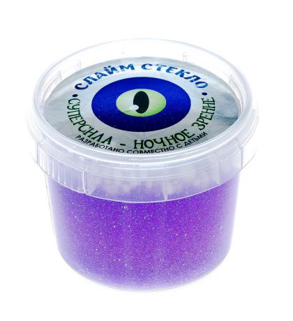 Слайм "Стекло" фиолетовый с блестками и шариками