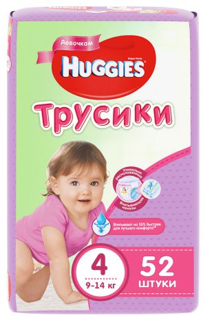 Huggies Подгузники-трусики для девочек 9-14 кг (размер 4) 52 шт