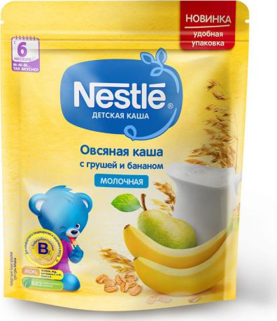 Каша для детей Nestle, молочная, овсяная, с грушей и бананом, с 6 месяцев, 220 г